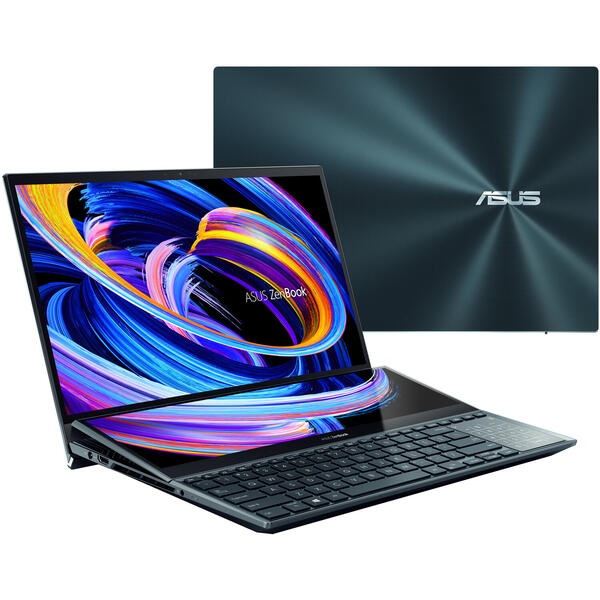 Ultrabook Asus ZenBook Pro Duo 15 OLED UX582LR, 15.6 inch UHD OLED Touch, Intel Core i7-10870H, 32GB DDR4, 1TB SSD, GeForce RTX 3070 8GB, Win 10 Pro, Celestial Blue