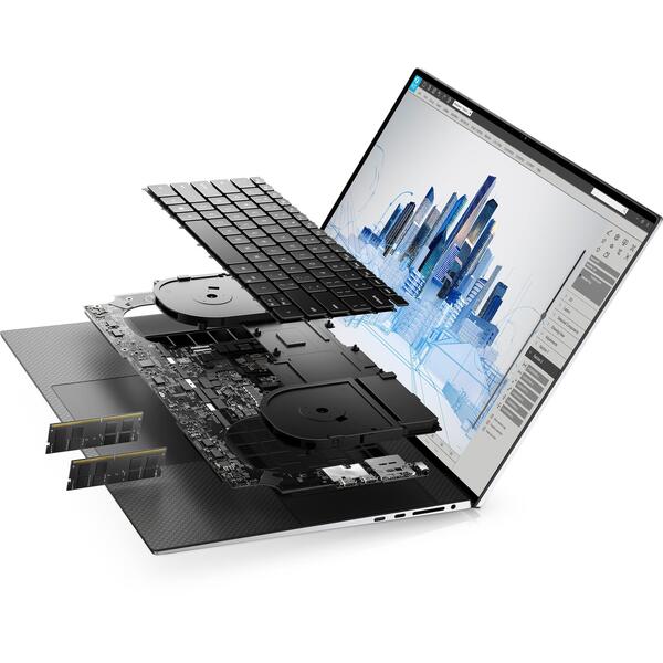 Laptop Dell Precision 5760, 17.3 inch UHD+ Touch, Intel Core i7-11850H, 16GB RAM, 512TB SSD, nVidia RTX A2000 4GB, Windows 10 Pro, Gray