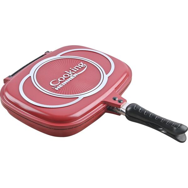 Heinner TIGAIE DUBLA DREPTUNGHIULARA TIP GRILL, ALUMINIU, 32x24x7.5 CM, EASYCOOK RED