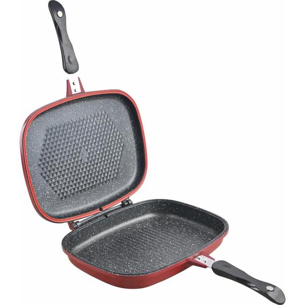 Heinner TIGAIE DUBLA DREPTUNGHIULARA TIP GRILL, ALUMINIU, 32x24x7.5 CM, EASYCOOK RED