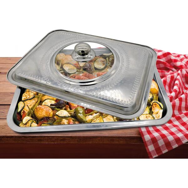 Vanora TAVA  CUPTOR CU CAPAC, INOX , 39 x 29 x 7CM