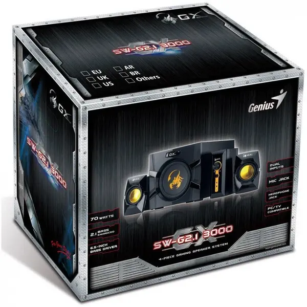 Boxe Genius 2.1, SW-G2.1 3000 II, 70W RMS, Negru-Galben