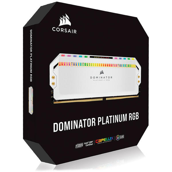 Memorie Corsair Dominator Platinum RGB 32GB DDR4 3200MHz CL16 1.35V Kit Quad Channel White