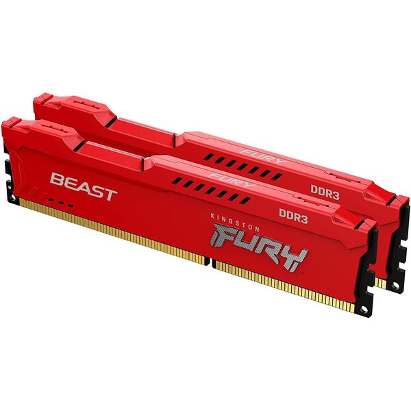 Memorie Kingston FURY Beast 16GB DDR3 1600MHz CL10 Kit Dual Channel Red