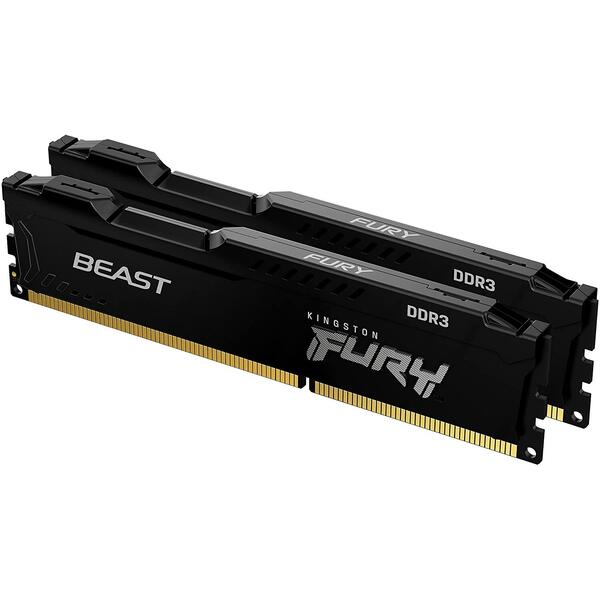 Memorie Kingston FURY Beast 16GB DDR3 1600MHz CL10 Kit Dual Channel Black