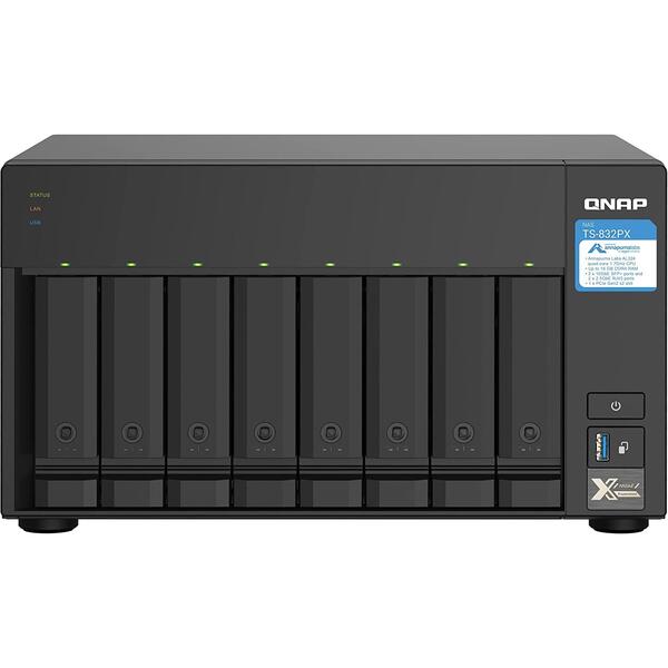 NAS Qnap TS-832PX-4G Quad Core 1.7GHz 4GB DDR4 8 Bay Negru