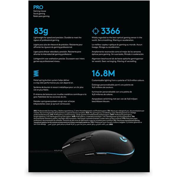Mouse gaming Logitech G Pro (Hero) USB Negru