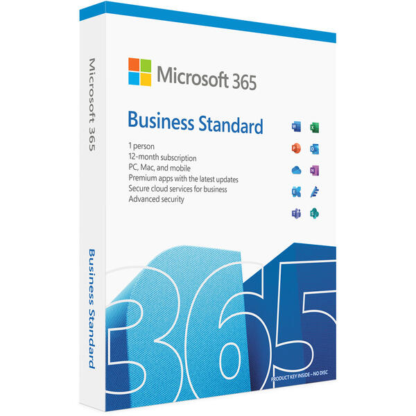 Microsoft Office 365 Business Standard, Romana, Subscriptie 1 An, 1 Utilizator, Medialess Retail