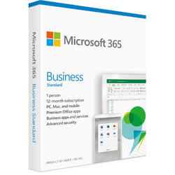 Office 365 Business Standard 64-bit, Romana, Subscriptie 1 An, 1 Utilizator, Medialess Retail