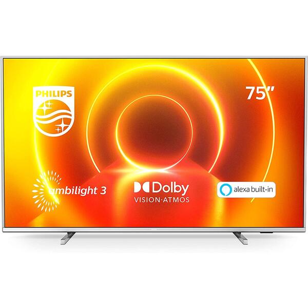 Televizor LED Philips Smart TV 70PUS7855/12 178cm 4K UHD HDR Ambilight cu 3 laturi Argintiu