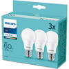 Pachet 3 becuri LED Philips, A60, E27, 8W