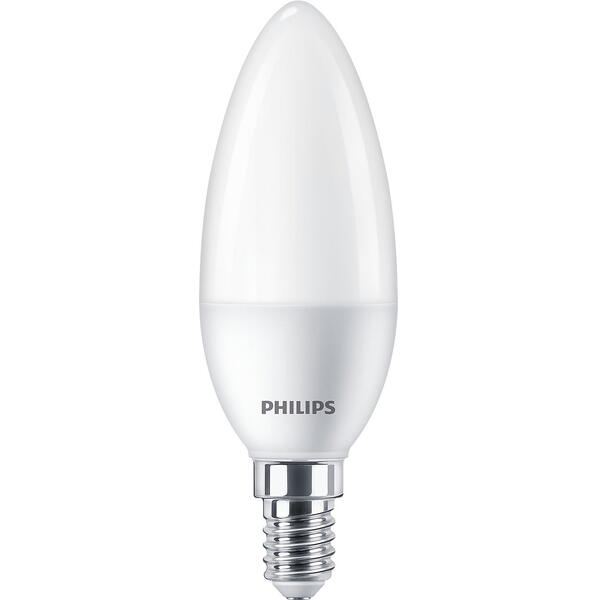 Pachet 2 becuri LED Philips B38, E14, 7W (60W), 806 lm, lumina alba calda (2700K)