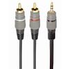 Cablu audio Gembird stereo 3.5 mm jack la 2 x RCA, 10m, conectori auriti, Negru