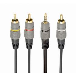 Stereo 3.5 mm jack la 3 x RCA, 1.5m Negru