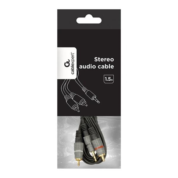 Gembird Stereo 3.5 mm jack la 2 x RCA, 1.5m, conectori auriti, Negru