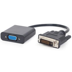 DVI-D DL (T) la VGA (M), 20cm, Negru