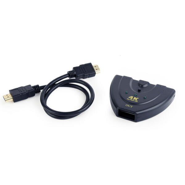 Adaptor  video Gembird 3 x HDMI (M) la HDMI (T), 0.5m, Negru