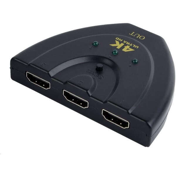 Adaptor  video Gembird 3 x HDMI (M) la HDMI (T), 0.5m, Negru