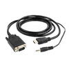 Gembird Cablu video Splitter HDMI (T) la VGA (T) + Jack 3.5mm (T), 1.8m, Negru
