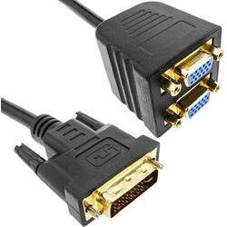 Cablu video Splitter DVI-I DL (T) la 2 x VGA (M), 0.3m, Negru