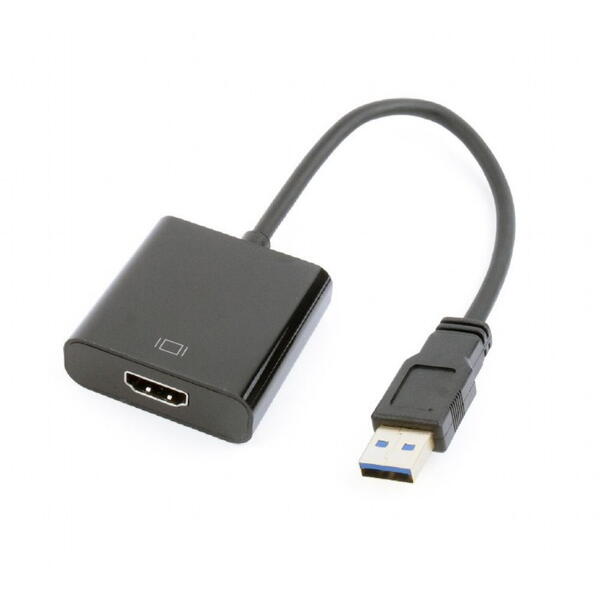 Adaptor  video Gembird USB 3.0 (T) la HDMI (M), 15cm, Negru