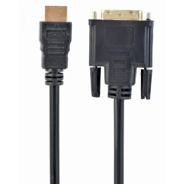 Adaptor  video Gembird HDMI (T) la DVI-D SL (T), 0.5m, Conectori auriti, Negru