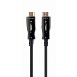 Cablu video HDMI (T) la HDMI (T), 20m, Premium AOC (Active Optical Cable), Conectori auriti, Negru