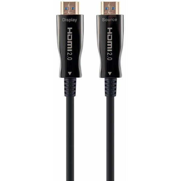 Gembird Cablu HDMI (T) la HDMI (T), 50m, Premium AOC (Active Optical Cable), Conectori auriti, Negru