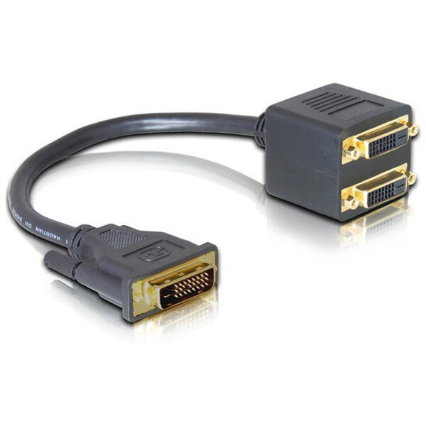 Adaptor  video Gembird Cablu video Splitter DVI-D DL (T) la 2 x DVI-I DL (M), 0.3m, Negru