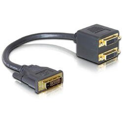 Cablu video Splitter DVI-D DL (T) la 2 x DVI-I DL (M), 0.3m, Negru