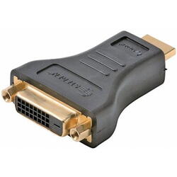 Adaptor  video Gembird HDMI (T) la DVI-I DL (M), Conectori auriti, Negru