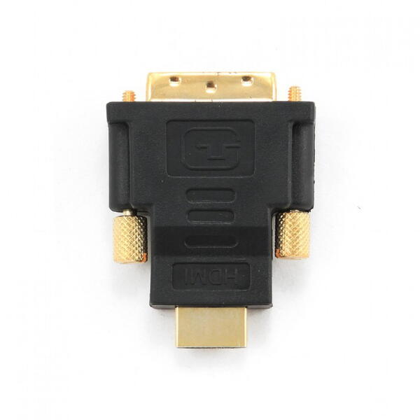 Adaptor  video Gembird HDMI (T) la DVI-D SL (T), Conectori auriti, Negru