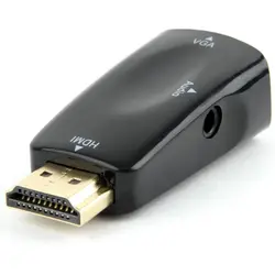 Adaptor  video Gembird Splitter HDMI (T) la VGA (M) + Jack 3.5mm (T), Negru