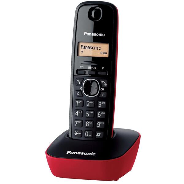Telefon fix Panasonic KX-TG1611FXR, Rosu-Negru,