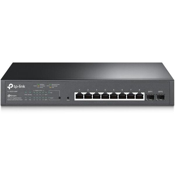 Switch TP-LINK 10 porturi Gigabit (8 PoE+), carcasa metalica TL-SG2210MP