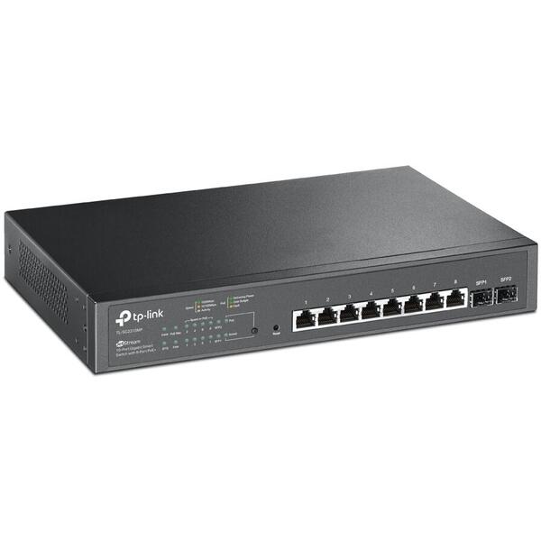 Switch TP-LINK 10 porturi Gigabit (8 PoE+), carcasa metalica TL-SG2210MP