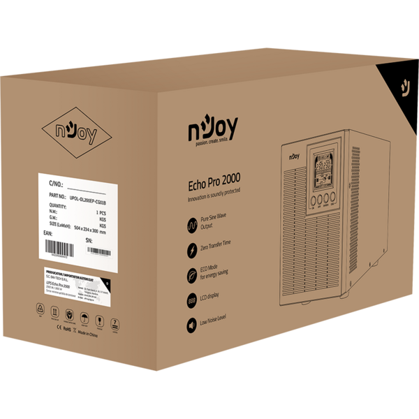 UPS nJoy Echo Pro 2000 Online dubla conversie 2000 VA 1600 W Sinusoida pura Tower