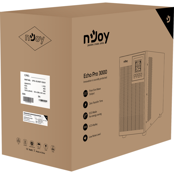 UPS nJoy Echo Pro 3000 UPS Online dubla conversie 3000 VA 2400 W Sinusoida pura Tower