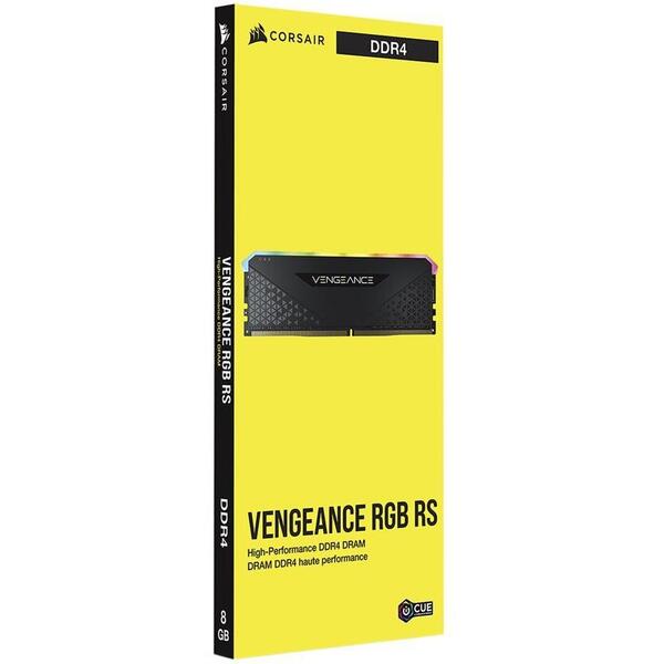 Memorie Corsair Vengeance RGB RS, 8GB, DDR4, 3200MHz, CL16, 4x16GB, 1.35V, Negru