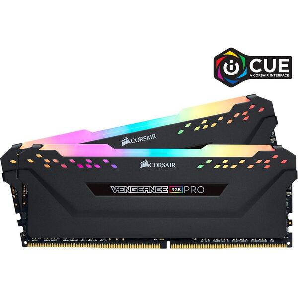 Memorie Corsair Vengeance RGB Pro, 64GB, DDR4, 3600Mhz, CL18, 2x32GB, 1.35V, Kit Dual Channel, Negru