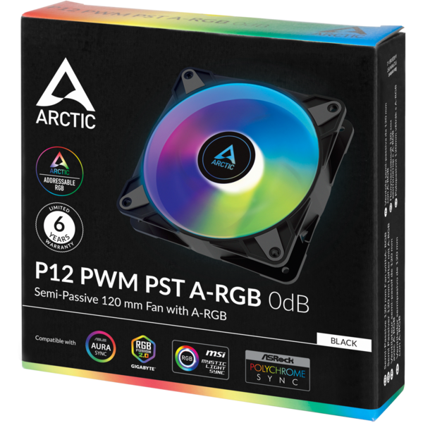 Ventilator PC Arctic P12 PWM PST A-RGB 0dB Negru