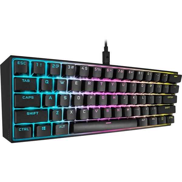 Tastatura gaming Corsair K65 RGB MINI, CHERRY MX SPEED, Black