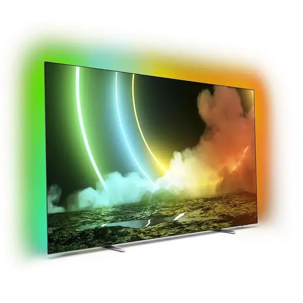 Televizor LED Philips Smart TV Android 55OLED706/12 139cm 4K UHD HDR Ambilight cu 3 laturi Argintiu