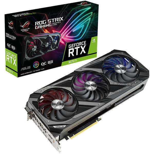 Placa video Asus GeForce RTX 3070 Ti ROG STRIX O8G LHR 8GB GDDR6X 256 Bit