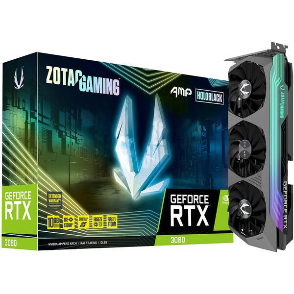 Placa video Zotac GeForce RTX 3080 Trinity AMP Holo 10GB GDDR6X 320 Bit Rev 2.0