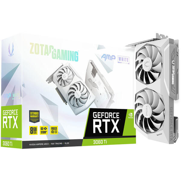 Placa video Zotac GeForce RTX 3060 Ti AMP White Edition LHR 8GB GDDR6 256 Bit