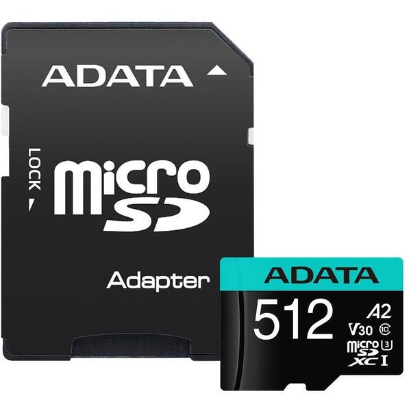 A-DATA Premier Pro MicroSDXC, 512GB, Clasa 10 + Adaptor