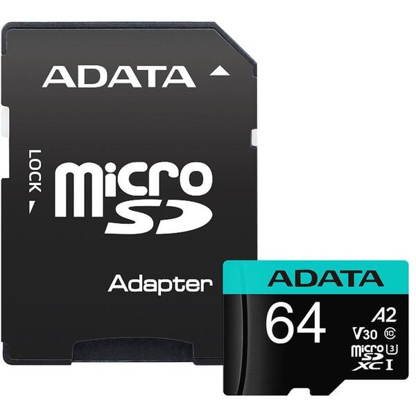 A-DATA Premier Pro MicroSDXC, 64GB, Clasa 10 + Adaptor
