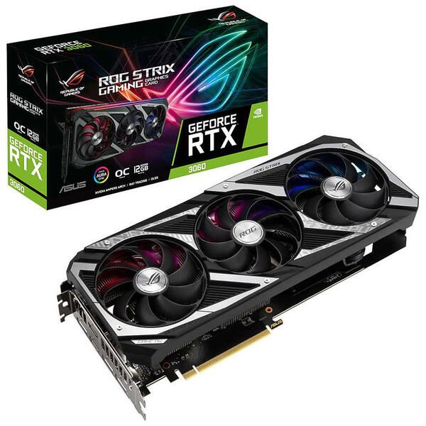 Placa video Asus GeForce RTX 3060 ROG STRIX O12G LHR 12GB GDDR6 192 Bit