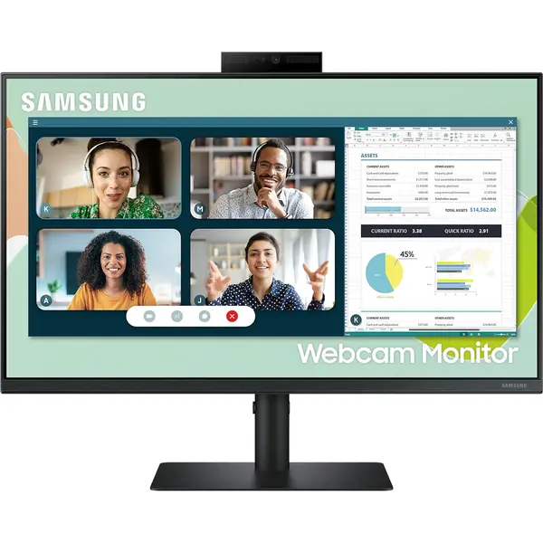 Monitor LED Samsung S24A400VEU 24 inch FHD IPS, 5ms 75Hz Webcam, Negru